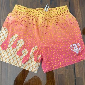 Baseball Lifestyle 101 Strawberry Banana Ice Cream Print Athletic Shorts